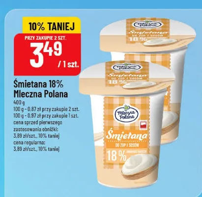 Śmietanka 36 % Mleczna dolina promocja w POLOmarket
