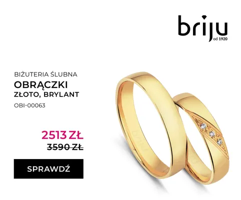 Obrączki ślubne złoto brylant promocja w Briju