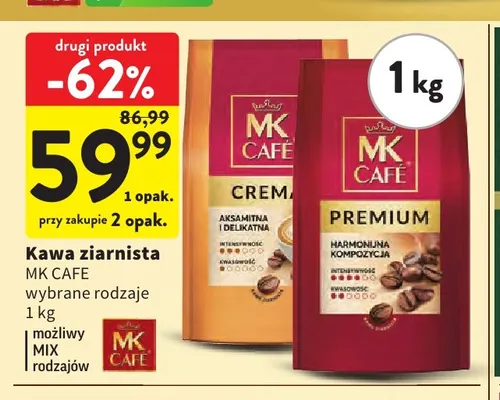 Kawa ziarnista MK Cafe promocja w Intermarche