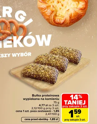 Bułka proteinowa wypiekana na kamieniu promocja w Carrefour Market