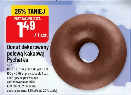 Donut dekorowany polewą kakaową promocja w POLOmarket