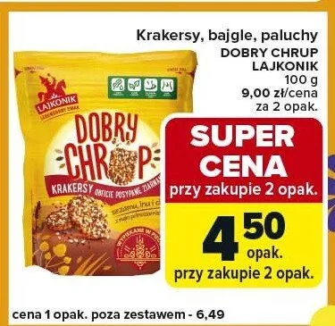 Krakersy bajgle paluchy promocja w Carrefour Express