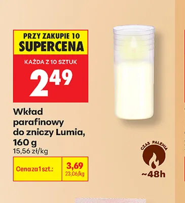 Wkład parafinowy do zniczy Lumia promocja w Biedronka