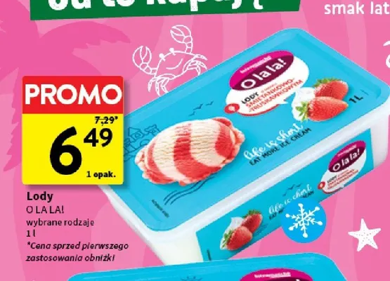 Lody O LA LA! śmietankowo-truskawkowe promocja w Intermarche