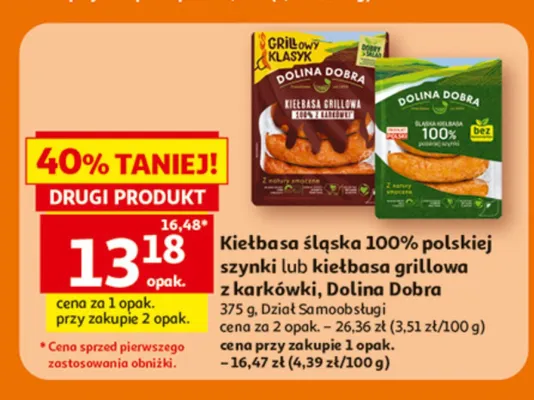 Kiełbasa grillowa z karkówki Dolina Dobra promocja w Auchan