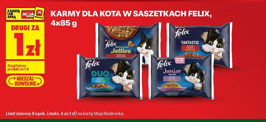 Karmy dla kota w saszetkach Felix promocja w Biedronka