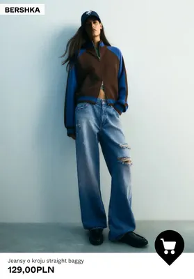 Jeansy o kroju straight baggy Bershka promocja w Bershka