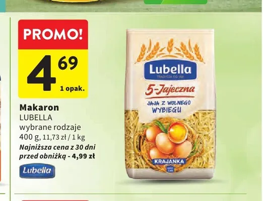 Makaron LUBELLA 5-Jajeczna Krajanka 400g promocja w Intermarche
