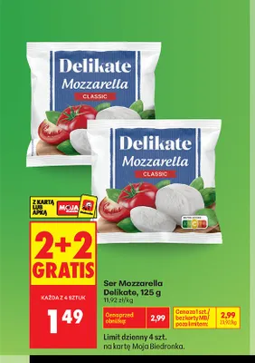Ser Mozzarella Delikate Classic promocja w Biedronka