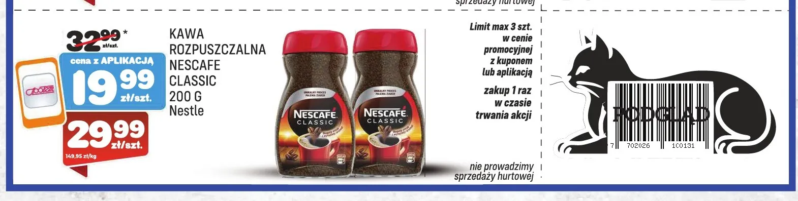 Kawa rozpuszczalna Nescafe Classic promocja w Społem Praga