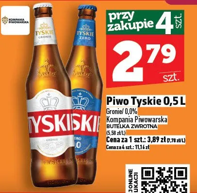 Piwo Tyskie 0.5l Gronau 0.0% promocja w TOPAZ
