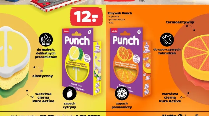 Zmywak Vileda Punch pomarańcza promocja w Netto