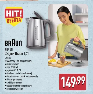 Czajnik elektryczny Braun 1,7 l promocja w Aldi