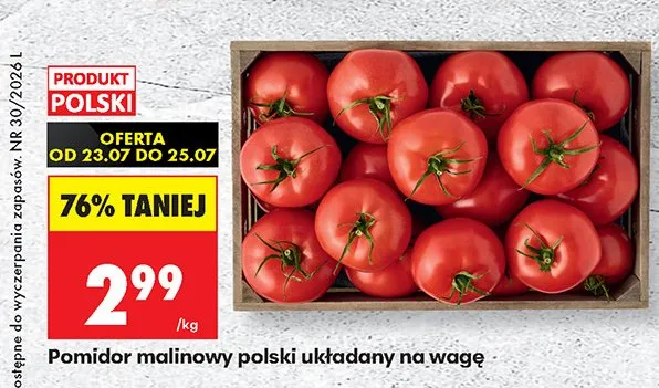 Pomidor malinowy polski układany na wagę promocja w Biedronka