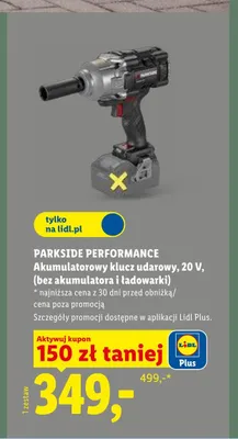 Akumulatorowy klucz udarowy 20V (bez akumulatora i ładowarki) PARKSIDE PERFORMANCE promocja w Lidl