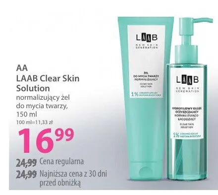 LAAB Clear Skin Solution normalizująco-łagodzący olejek do demakijażu twarzy promocja w Hebe