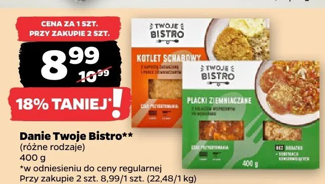 Kotlet schabowy z kapustą zasmażaną i purée ziemniaczanym Twoje Bistro promocja w Netto