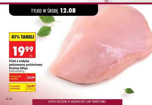 Filet z indyka pakowany próżniowo Kraina Mięs promocja w Biedronka