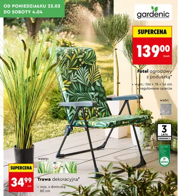 Fotel ogrodowy z poduszką promocja w Biedronka