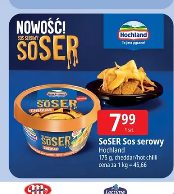 Sos serowy Hochland SoSER Cheddar promocja w Leclerc