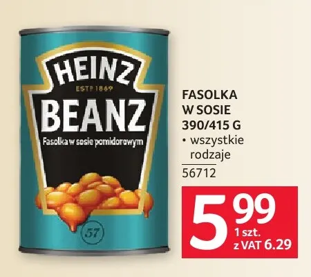 Fasolka w sosie pomidorowym Heinz Beanz promocja w Selgros