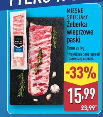 Żeberka wieprzowe paski promocja w Aldi
