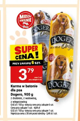 Karma w batonie dla psa Dogero z wieprzowiną promocja w Twój Market