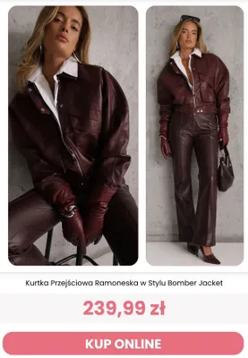 Kurtka przejściowa ramoneska w stylu bomber jacket Renee promocja w Renee