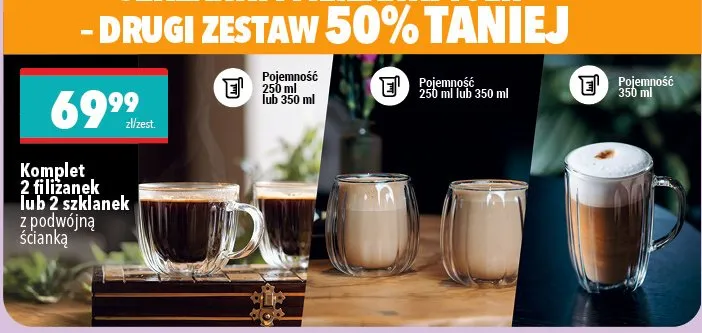 Komplet 2 filiżanek lub 2 szklanek z podwójną ścianką promocja w Biedronka Home