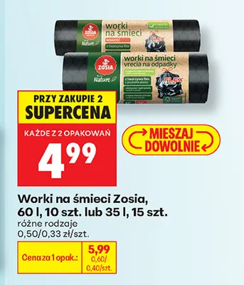 Worki na śmieci Zosia 35 l promocja w Biedronka