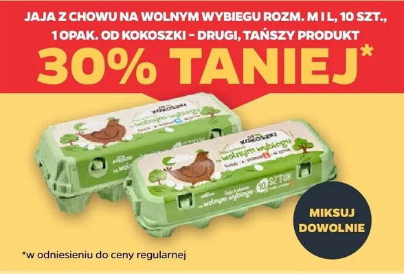 Jaja z chowu na wolnym wybiegu rozm. M i L promocja w Netto