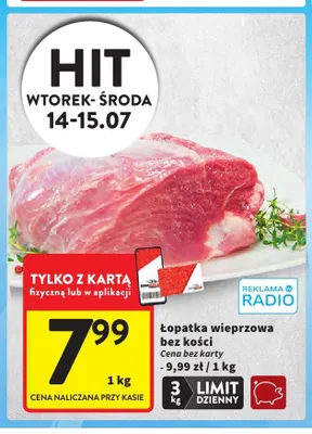 Łopatka wieprzowa bez kości promocja w Intermarche