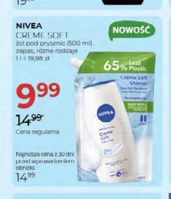 Żel pod prysznic Nivea Creme Soft zapas promocja w Drogerie Jawa