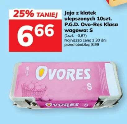 Jajka kurze z klatek ulepszonych wagowa S Ovo-Res promocja w Hitpol