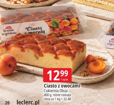 Ciasto z owocami Cukiernia Olsza promocja w Leclerc