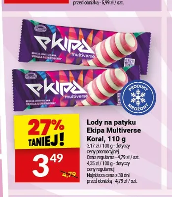 Lody na patyku Ekipa Multiverse Koral promocja w Twój Market