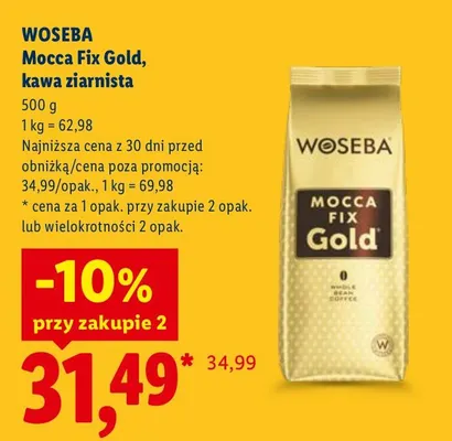 Kawa ziarnista Woseba Mocca Fix Gold promocja w Lidl