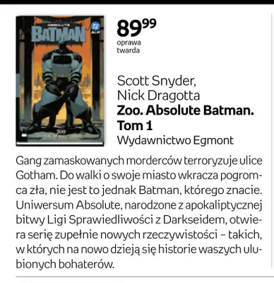 Komiks Zoo. Absolute Batman. Tom 1 Egmont promocja w Empik