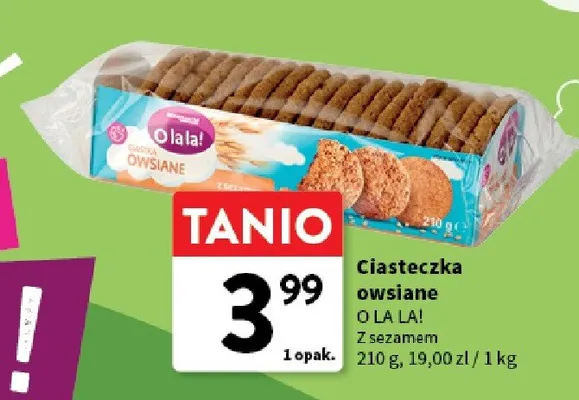 Ciasteczka owsiane z sezamem O LA LA! promocja w Intermarche