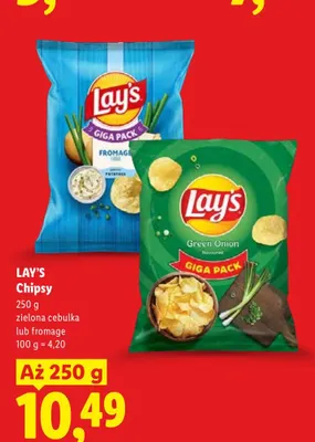 Chipsy Lay's zielona cebulka Giga Pack promocja w Lidl
