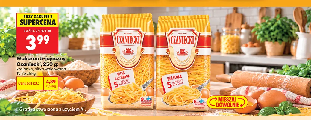 Makaron 5-jajeczny Czaniecki nitka walcowana promocja w Biedronka