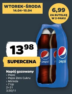 Napój gazowany pepsi, pepsi zero cukru, mirinda promocja w Netto