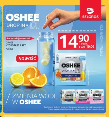 Tabletki musujące Oshee Hydrotabs promocja w Selgros