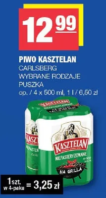 Piwo Kasztelan puszka 4-pak 500ml promocja w SPAR
