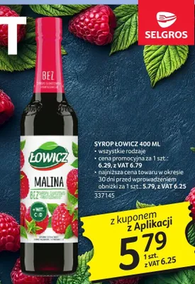 Syrop Łowicz Malina 400ML promocja w Selgros