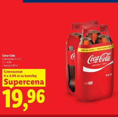 Napój gazowany Coca-Cola 4-pak promocja w Lidl