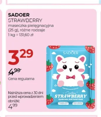 Maseczka pielęgnacyjna Strawberry Sadoer promocja w Drogerie Jawa