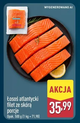 Łosoś atlantycki filet ze skórą porcje promocja w Aldi