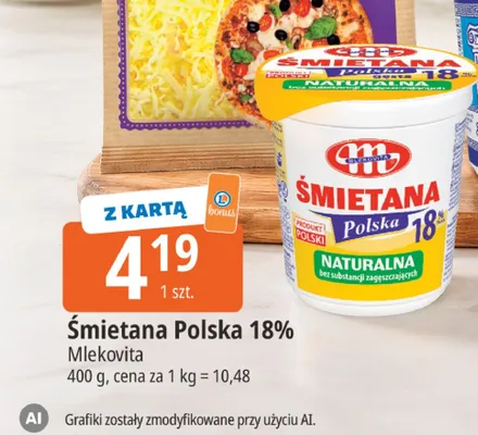 Śmietana Polska Mlekovita 18% promocja w Leclerc
