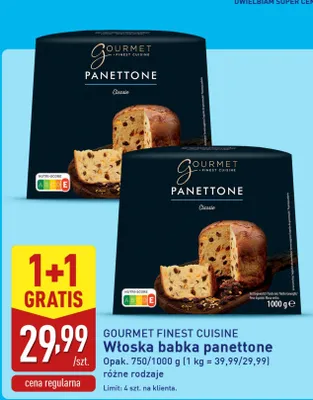 Włoska babka panettone Gourmet Finest Cuisine promocja w Aldi